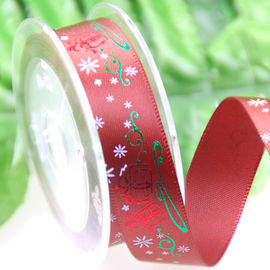 ポリエステルはDecoを包むクリスマスのギフトのためのホイルによって印刷されたリボンを予約しました。