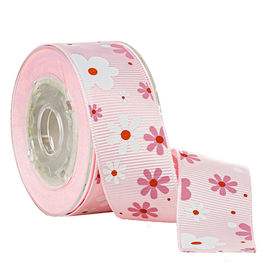 ピンクにGrosgrainのリボンの菓子器の包むことで印刷される2色インク スクリーンの花
