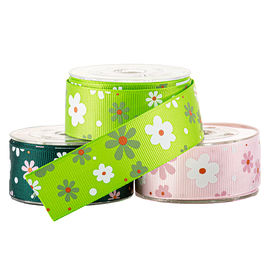 ピンクにGrosgrainのリボンの菓子器の包むことで印刷される2色インク スクリーンの花