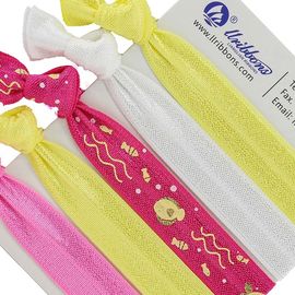 Diyの子供は16mmのポニーテールの伸縮性がある毛バンドを厚く黄色にする
